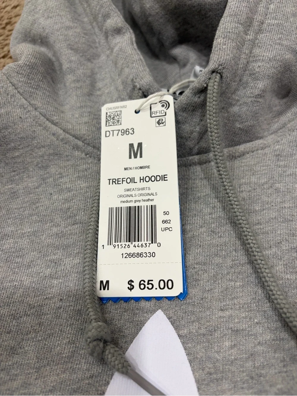 Adidas Grey Pullover Hoodie with White Logo